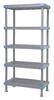 QP215474V4S1 Millenia Shelving Unit, 54"W x 21"D x 74"H, 2000 lbs load capacity, includes: (4) open and (1) solid grid shelves with removable shelf mats, (4) posts and dunnage stand, all polymer, rust proof, gray finish, NSF, Made in USA