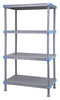 QP213674SS-4 Millenia Shelving Unit, 36"W x 21"D x 74"H, 2000 lbs load capacity, includes: (4) solid shelves with removable shelf mats and (4) posts, all polymer, rust proof, gray finish, NSF, Made in USA