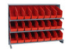 QPRHA-201RD Pick Rack, slopped, bench style, 12-1/2"L x 36"W x 26-1/2"H, 250 lbs. capacity, (3) shelves configuration, includes:: (24) QSB201 red bins