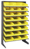 QPRS-110YL Pick Rack, slopped, single sided, 18"D x 36"W x 60"H, 400 lbs. capacity, includes: (8) shelves and (24) QSB110 yellow bins, galvanized steel
