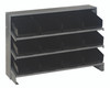 QPRHA-107BK Pick Rack, slopped, bench style, 12-1/2"L x 36"W x 23"H, 250 lbs. capacity, (3) shelves configuration, includes: (12) QSB107 black bins