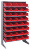 QPRS-108RD Pick Rack, slopped, single sided, 18"D x 36"W x 60"H, 400 lbs. capacity, includes: (8) shelves and (32) QSB108 red bins, galvanized steel