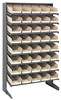 QPRS-104IV Pick Rack, slopped, single sided, 18"D x 36"W x 60"H, 400 lbs. capacity, includes: (8) shelves and (40) QSB104 ivory bins, galvanized steel