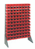 QRU-12S-220-96RD Rail Rack, single sided, 36"L x 15"W x 53"H, 600 lbs load capacity, includes: (12) rails and (96) QUS220 red bins, galvanized steel