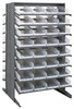 QPRD-108CL Pick Rack, slopped, double sided, 36"L x 36"W x 60"H, 800 lbs. capacity, (16) shelves configuration, includes: (64) QSB108 clear bins