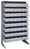 QPRS-602GY Pick Rack, slopped, single sided, 18"D x 36"W x 60"H, 400 lbs. capacity, includes: (8) shelves and (48) QED602 gray bins, galvanized steel