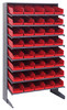 QPRS-104RD Pick Rack, slopped, single sided, 18"D x 36"W x 60"H, 400 lbs. capacity, includes: (8) shelves and (40) QSB104 red bins, galvanized steel