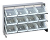 QPRHA-107CL Pick Rack, slopped, bench style, 12-1/2"L x 36"W x 23"H, 250 lbs. capacity, (3) shelves configuration, includes: (12) QSB107 clear bins