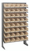 QPRS-102IV Pick Rack, slopped, single sided, 12"D x 36"W x 60"H, 400 lbs. capacity, includes: (8) shelves and (40) QSB102 ivory bins, galvanized steel