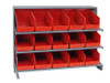 QPRHA-202RD Pick Rack, slopped, bench style, 12-1/2"L x 36"W x 26-1/2"H, 250 lbs. capacity, (3) shelves configuration, includes:: (15) QSB202 red bins