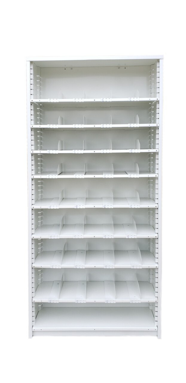 FB105 Borroughs Flexi Bin 38Wx12Dx84H with 8 Shelves and 32 Dividers ...
