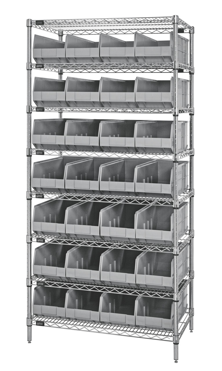 Wire Rack Bins Bin Wire Shelving System (WR8-483GY) | Quantum Storage