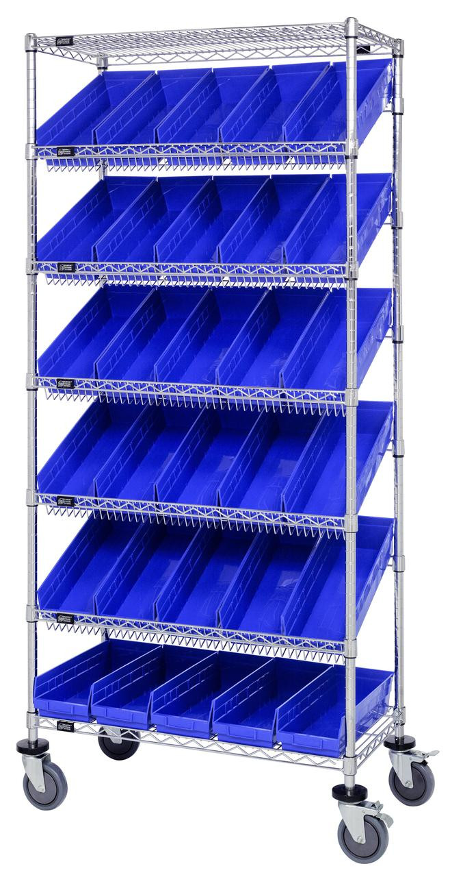 MWRS-7-104 Slanted Wire Shelving Cart 18