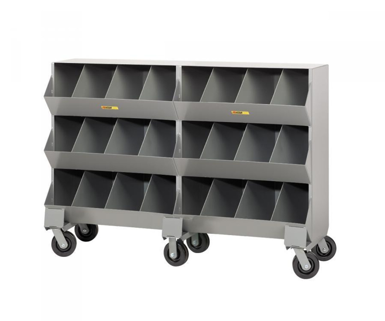 MS8-1564-6PH Mobile Steel Storage Bins - Double 64Wx20Dx45-1/2H with 24  openings 
