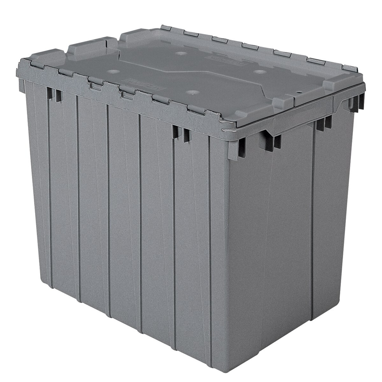 Akro-Mils Attached Lid Container, Gray