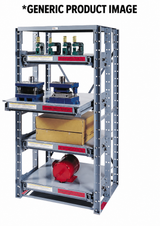 *GENERIC PRODUCT IMAGE - Representative MECO roll-out rack. RSR336-3A includes 3 roll-out shelves plus 1 fixed top shelf (4 total levels).
