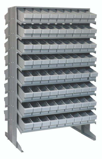 QPRD-501GY Pick Rack, slopped, double sided, 24"L x 36"W x 60"H, 800 lbs. capacity, (16) shelves configuration, includes: (144) QED501 gray bins