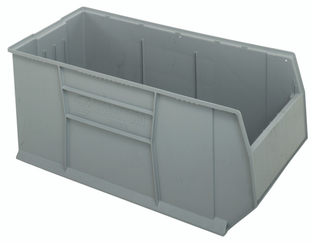 QRB206GY RackBin 42" Container, 47-7/8"L x 19-7/8"W x 17-1/2"H, 180 lbs. capacity, includes (8) 1/4" drill hole pattern on bottom of bin for easy hole insertion for drainage and air circulation if needed, made of high density polypropylene, gray