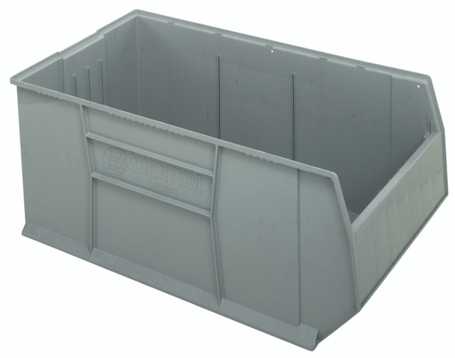 QRB246GY RackBin 42" Container, 47-7/8"L x 23-7/8"W x 17-1/2"H, 180 lbs. capacity, includes (8) 1/4" drill hole pattern on bottom of bin for easy hole insertion for drainage and air circulation if needed, made of high density polypropylene, gray