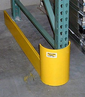 Save-Ty Yellow 6" x 4" End of Aisle Rack Guard 42" Left Curved End