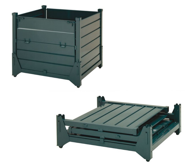 Steel King Hold 'N Fold Corrugated Steel Stackable Container