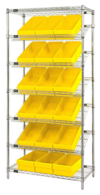 パックマンGALVANIZED SHELF DOUBLE 1430 WRS-7-104 Slanted Wire Shelving Unit 18