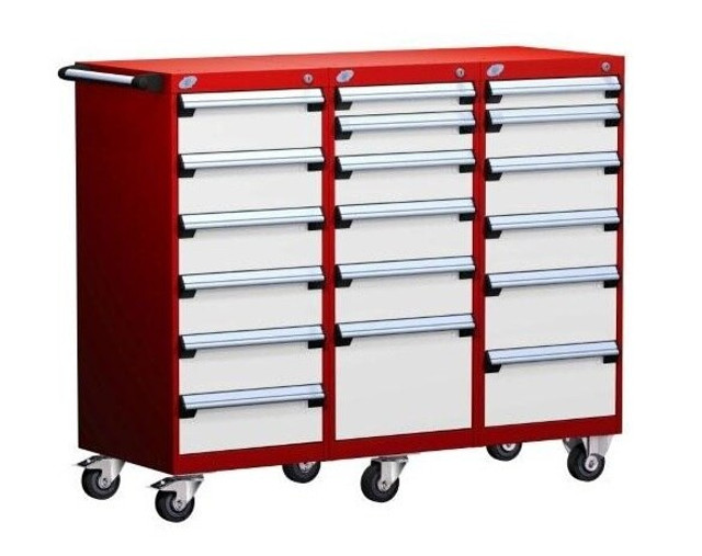 L3BJG-4002B Mobile L Cabinet 54"x27"x45-1/8"H with 15 Drawers