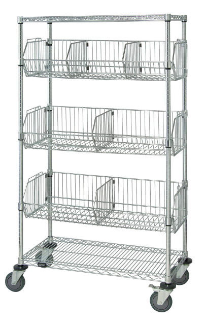 M1848BC6C Mobile Wire Basket Cart 18"D x 48"W x 69"H