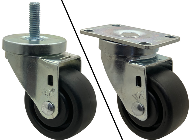3" x 1-1/4" Swivel Caster with Stem or Plate Fastening