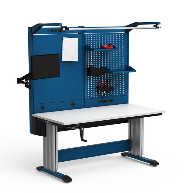 ElevaTek 60"Wx30"Dx74"-90"H Stationary Crank-Handle Height-Adjustable Cantilever Workstation