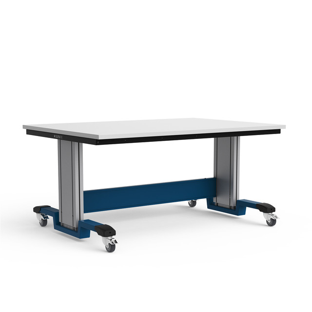 ElevaTek 60"Wx42"Dx29"-45"H Mobile Manual Height-Adjustable Centered Workstation