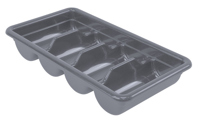 FSB-20113GY Bussing Tub, 20-7/16"W x 11-3/8"D x 3-3/4"H, (4) compartments, polypropylene, gray, Made in USA, NSF