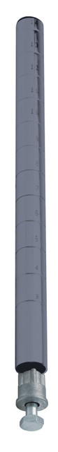 P74GYX Post with Leveling Legs, 74"H, numbered grooves in 1" increments, includes (1) W-PLI and (1) W-PLB (pre-inserted), gray epoxy antimicrobial finish, NSF