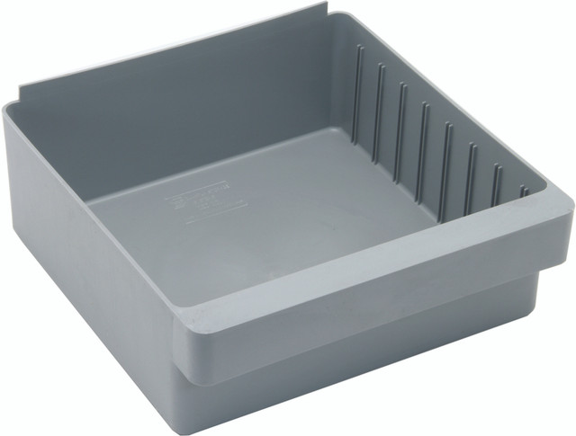 QED801GY Super Tuff Euro Drawer, 11-7/8"L x 11-1/8"W x 4-5/8"H, high impact polysteryne, gray, Made in USA