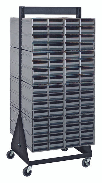 QIC-248-83GY Interlocking Storage Cabinets Floor Stand, double sided, 24"D x 23-5/8"W x 52"H, 750 lbs. load capacity, includes: (16) QIC-83, (128) gray drawers, 14 gauge steel, black coated finish