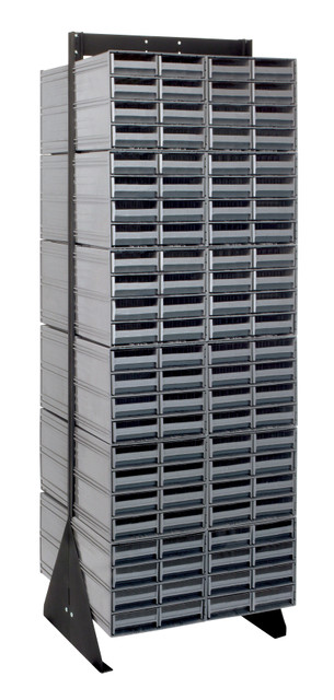 QIC-270-83GY Interlocking Storage Cabinets Floor Stand, double sided, 24"D x 23-5/8"W x 75"H, 750 lbs. load capacity, includes: (24) QIC-83, (192) gray drawers, 14 gauge steel, black coated finish