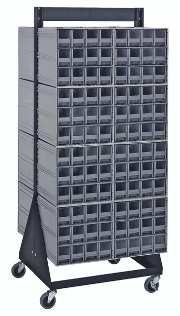 QIC-248-122GY Interlocking Storage Cabinets Floor Stand, double sided, 24"D x 23-5/8"W x 52"H, 750 lbs. load capacity, includes: (16) QIC-122, (192) gray drawers, 14 gauge steel, black coated finish