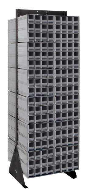 QIC-270-122GY Interlocking Storage Cabinets Floor Stand, double sided, 24"D x 23-5/8"W x 75"H, 750 lbs. load capacity, includes: (24) QIC-122, (288) gray drawers, 14 gauge steel, black coated finish
