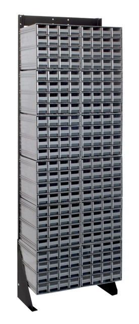 QIC-170-161GY Interlocking Storage Cabinets Floor Stand, single sided, 12"D x 23-5/8"W x 75"H, 300 lbs. load capacity, includes: (12) QIC-161, (192) gray drawers, 14 gauge steel, black coated finish