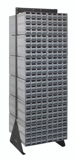 QIC-270-161GY Interlocking Storage Cabinets Floor Stand, double sided, 24"D x 23-5/8"W x 75"H, 750 lbs. load capacity, includes: (24) QIC-161, (384) gray drawers, 14 gauge steel, black coated finish