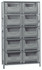 QSBU-700GY Shelving Unit, 18"D x 42"L x 75"H, heavy duty, 400 lb. load capacity per shelf, includes: (6) shelves and (10) QGH700 gray bins, uprights and cross bars, galvanized steel finish