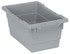 TUB1711-8GY Cross Stack Tub, 3.85 gallon capacity, 100 lb. weight capacity, built-in handle grips, bottom grooves for cross stacking, 1/4" drill hole pattern on bottom, polypropylene, gray, Made in USA