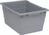 TUB2417-12GY Cross Stack Tub, 14.38 gallon capacity, 100 lb. weight capacity, built-in handle grips, bottom grooves for cross stacking, 1/4" drill hole pattern on bottom, polypropylene, gray, Made in USA