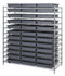 WR12-93030GY Bin Wire Shelving System, 60"L x 24"D x 63"H, 800 lbs load capacity per shelf, includes: (12) shelves and (36) DG93030 gray containers, chrome plated finish, shipped KD
