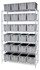 WR6-24185GY Bin Wire Shelving System, 48"L x 18"D x 74"H, 800 lbs load capacity per shelf, includes: (6) shelves and (24) SNT185 gray containers, chrome plated finish, shipped KD