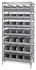 WR8-423GY Bin Wire Shelving System, 36"W x 12"D x 74"H, 800 lbs load capacity per shelf, includes: (8) shelves and (28) SSB423 gray bins, chrome plated finish, shipped KD