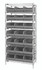 WR8-485GY Bin Wire Shelving System, 36"W x 21"D x 74"H, 800 lbs load capacity per shelf, includes: (8) shelves and (21) SSB485 gray bins, chrome plated finish, shipped KD