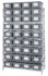 WR9-36180GY Bin Wire Shelving System, 48"W x 18"D x 74"H overall size, 800 lb. capacity per shelf, includes: (9) wire shelves, (4) posts, and (36) SNT180 gray containers, chrome plated finish