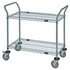 WRC-2436GY-2 Utility Cart, 36"W x 24"D x 37-1/2"H, (2) wire shelves, 1200 lb. capacity, (2) "U" shaped handles, open base, donut bumpers, (4) 5" polyurethane swivel casters (2 with brakes), gray epoxy antimicrobial finish, NSF