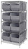 WRA86-2142C-206GY RackBin 42" Container Wire Shelving System, 42"D x 42"W x 86"H, includes: 5-tier of shelving and (8) QRB206 gray containers, chrome plated finish, shipped KD